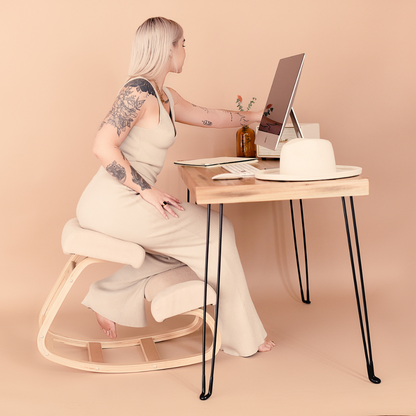 The Austin Kneeling Chair Winter Linen Sleekform Furniture